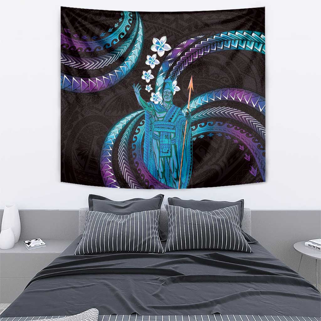 Hawaii King Kamehameha Tapestry Fantastic Plumeria Amethyst Gradient LT01 - Polynesian Pride
