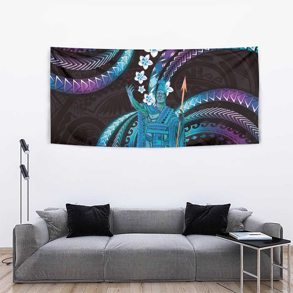 Hawaii King Kamehameha Tapestry Fantastic Plumeria Amethyst Gradient LT01 - Polynesian Pride