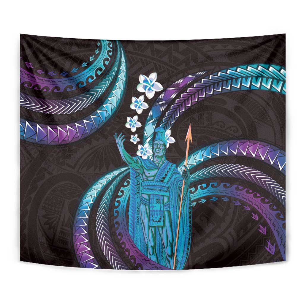 Hawaii King Kamehameha Tapestry Fantastic Plumeria Amethyst Gradient LT01 - Polynesian Pride