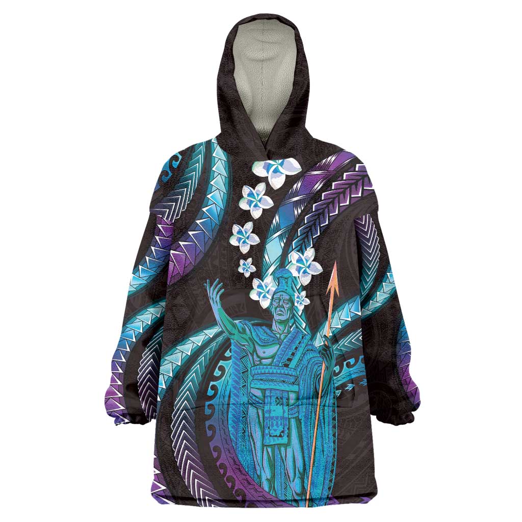 Hawaii King Kamehameha Wearable Blanket Hoodie Fantastic Plumeria Amethyst Gradient LT01 One Size Purple - Polynesian Pride