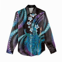 Hawaii King Kamehameha Women Casual Shirt Fantastic Plumeria Amethyst Gradient LT01 - Polynesian Pride