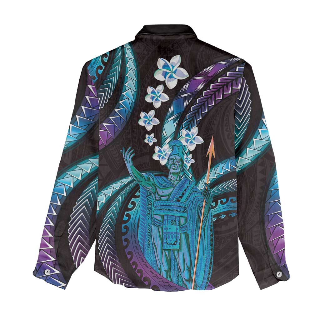 Hawaii King Kamehameha Women Casual Shirt Fantastic Plumeria Amethyst Gradient LT01 - Polynesian Pride
