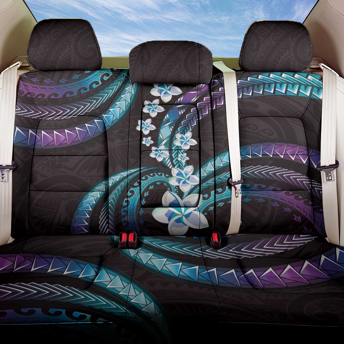 Hawaii Plumeria Back Car Seat Cover Amethyst Gradient Polynesian Pattern LT01 One Size Purple - Polynesian Pride