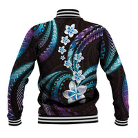 Hawaii Plumeria Baseball Jacket Amethyst Gradient Polynesian Pattern LT01 - Polynesian Pride