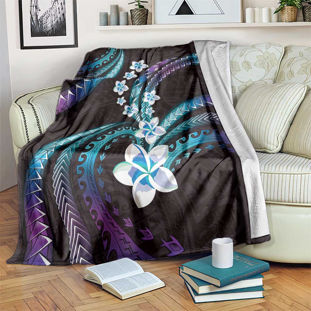 Hawaii Plumeria Blanket Amethyst Gradient Polynesian Pattern LT01 Purple - Polynesian Pride