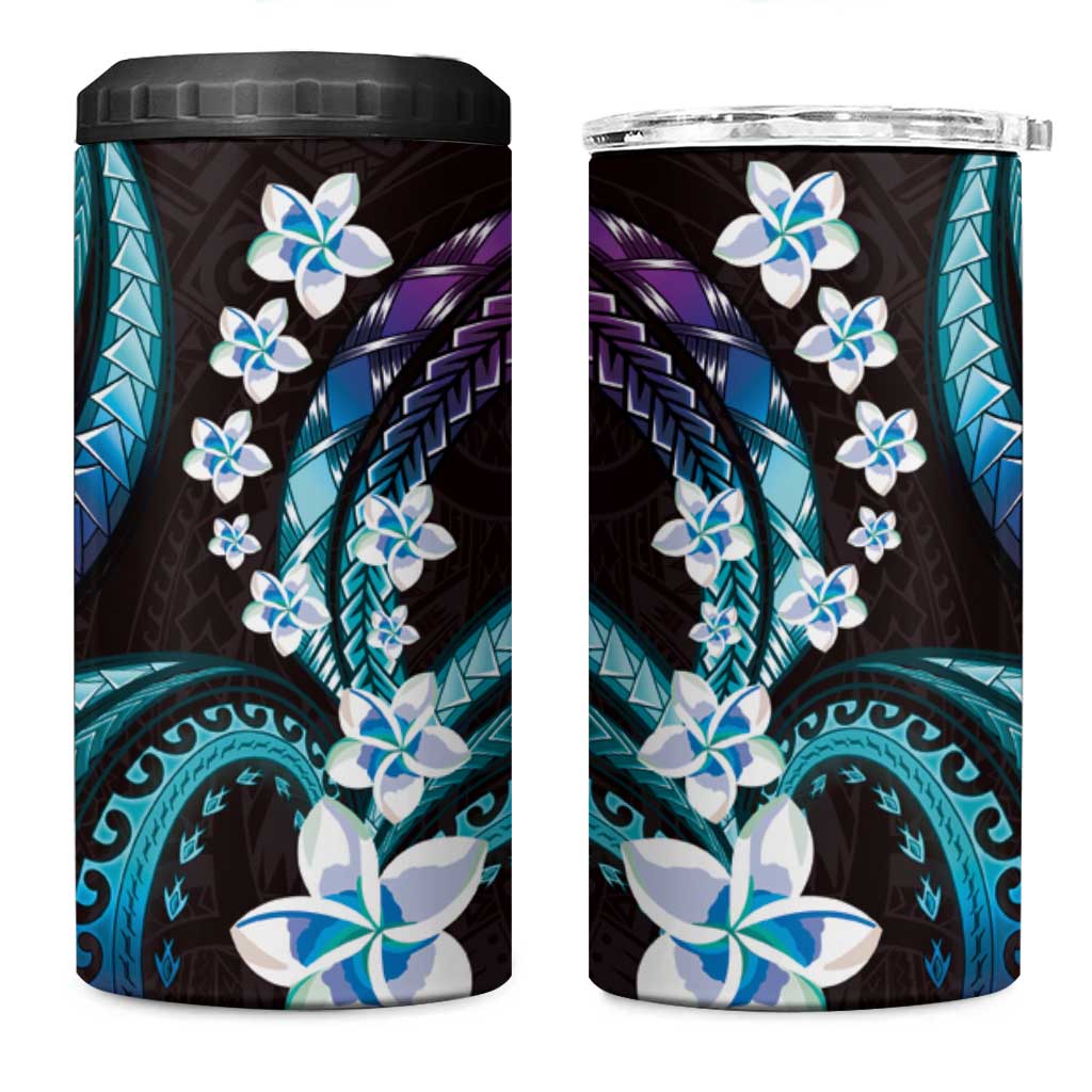 Hawaii Plumeria 4 in 1 Can Cooler Tumbler Amethyst Gradient Polynesian Pattern LT01 One Size: 16 oz Purple - Polynesian Pride