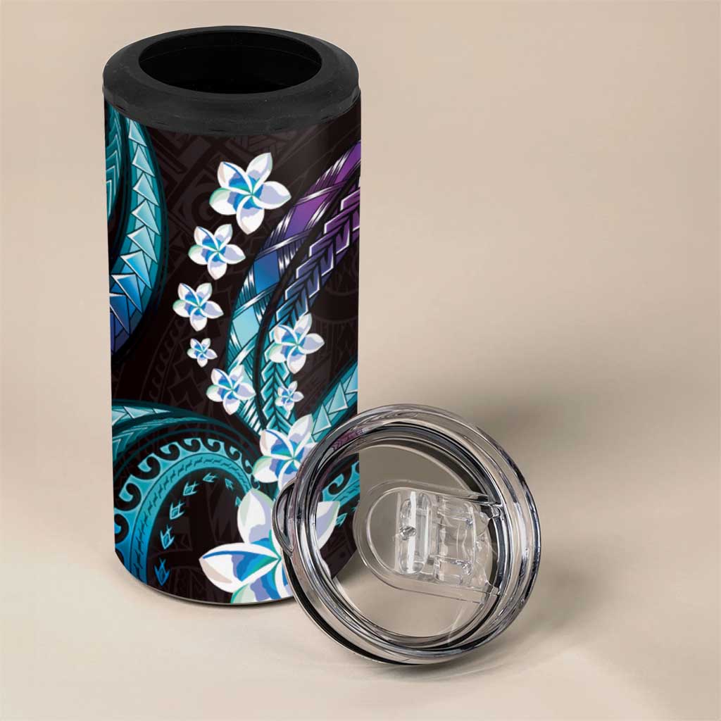 Hawaii Plumeria 4 in 1 Can Cooler Tumbler Amethyst Gradient Polynesian Pattern LT01 - Polynesian Pride
