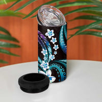 Hawaii Plumeria 4 in 1 Can Cooler Tumbler Amethyst Gradient Polynesian Pattern LT01 - Polynesian Pride
