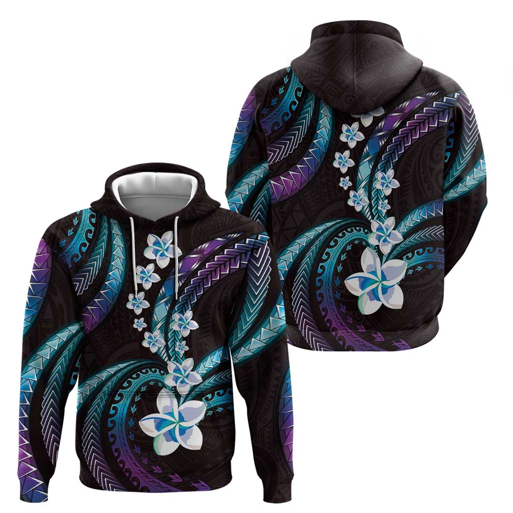 Hawaii Plumeria Hoodie Amethyst Gradient Polynesian Pattern LT01 - Polynesian Pride