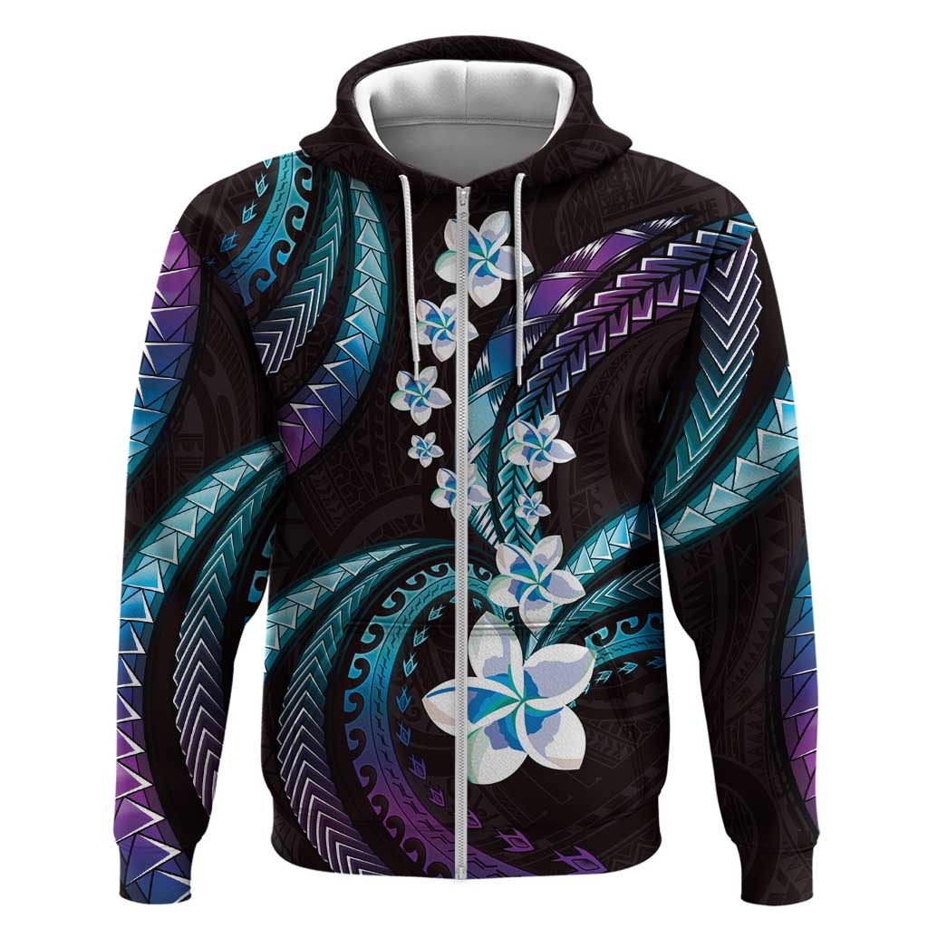 Hawaii Plumeria Hoodie Amethyst Gradient Polynesian Pattern LT01 Zip Hoodie Purple - Polynesian Pride
