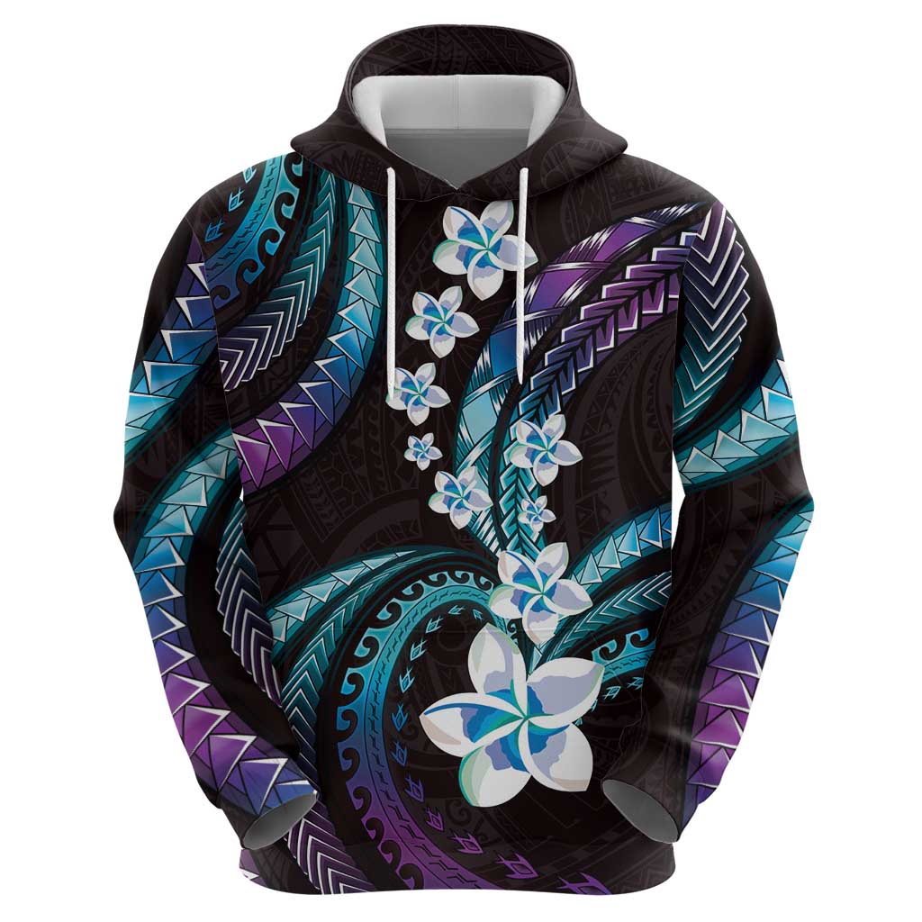 Hawaii Plumeria Hoodie Amethyst Gradient Polynesian Pattern LT01 - Polynesian Pride