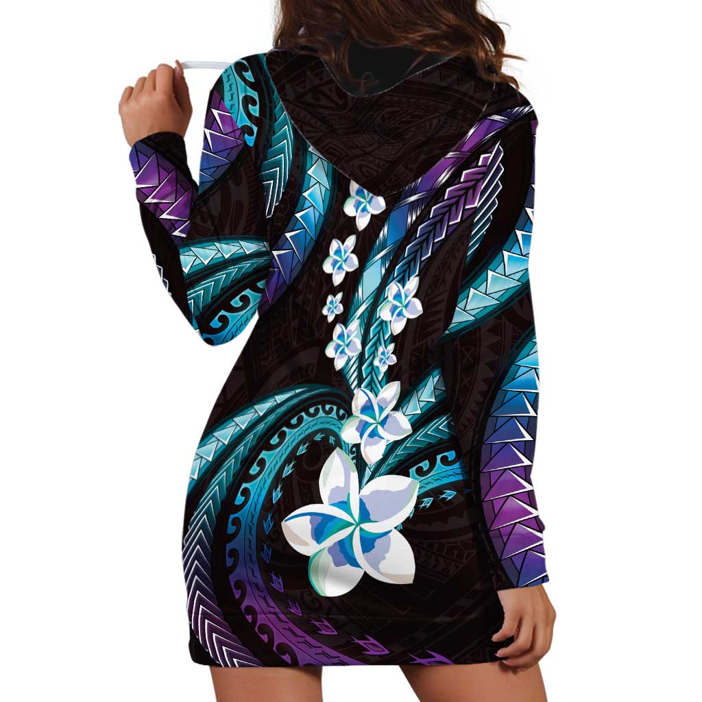 Hawaii Plumeria Hoodie Dress Amethyst Gradient Polynesian Pattern LT01 - Polynesian Pride