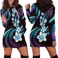 Hawaii Plumeria Hoodie Dress Amethyst Gradient Polynesian Pattern LT01 - Polynesian Pride