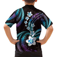 Hawaii Plumeria Kid Hawaiian Shirt Amethyst Gradient Polynesian Pattern LT01 - Polynesian Pride
