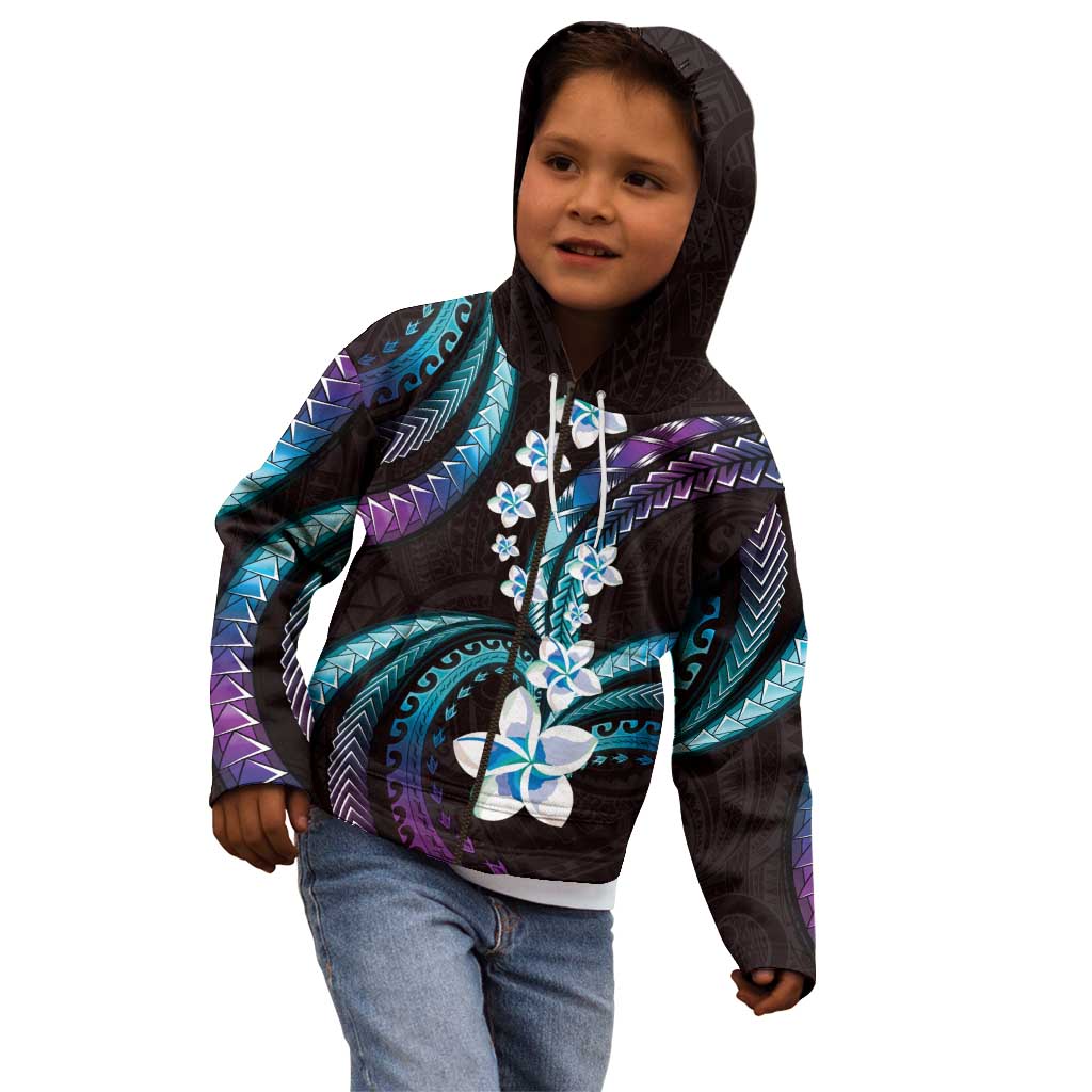 Hawaii Plumeria Kid Hoodie Amethyst Gradient Polynesian Pattern LT01 - Polynesian Pride