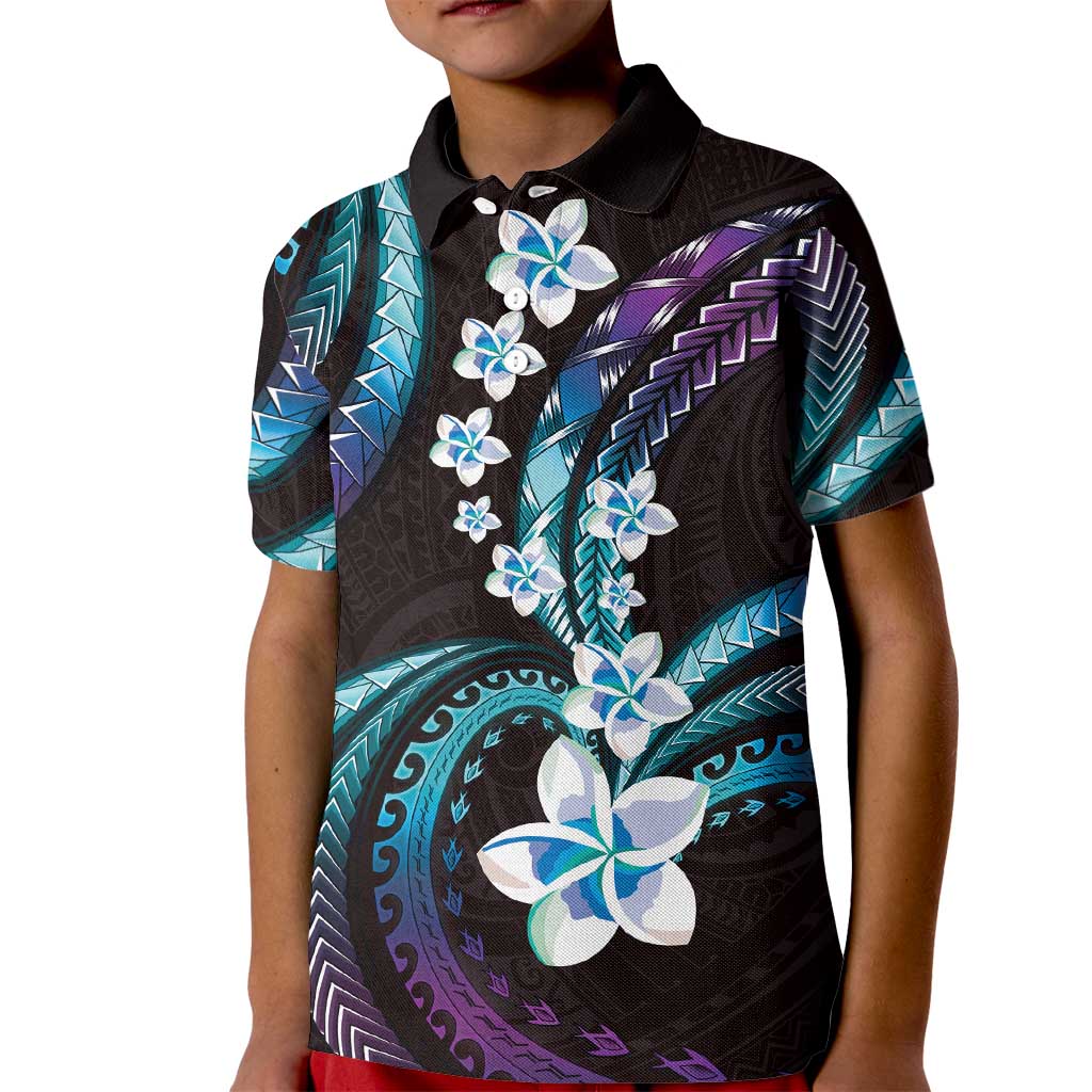 Hawaii Plumeria Kid Polo Shirt Amethyst Gradient Polynesian Pattern LT01 Kid Purple - Polynesian Pride