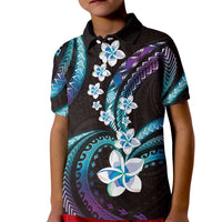 Hawaii Plumeria Kid Polo Shirt Amethyst Gradient Polynesian Pattern LT01 Kid Purple - Polynesian Pride