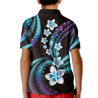 Hawaii Plumeria Kid Polo Shirt Amethyst Gradient Polynesian Pattern LT01 - Polynesian Pride