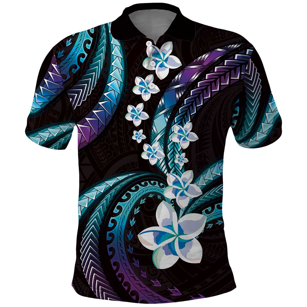 Hawaii Plumeria Polo Shirt Amethyst Gradient Polynesian Pattern LT01 Purple - Polynesian Pride