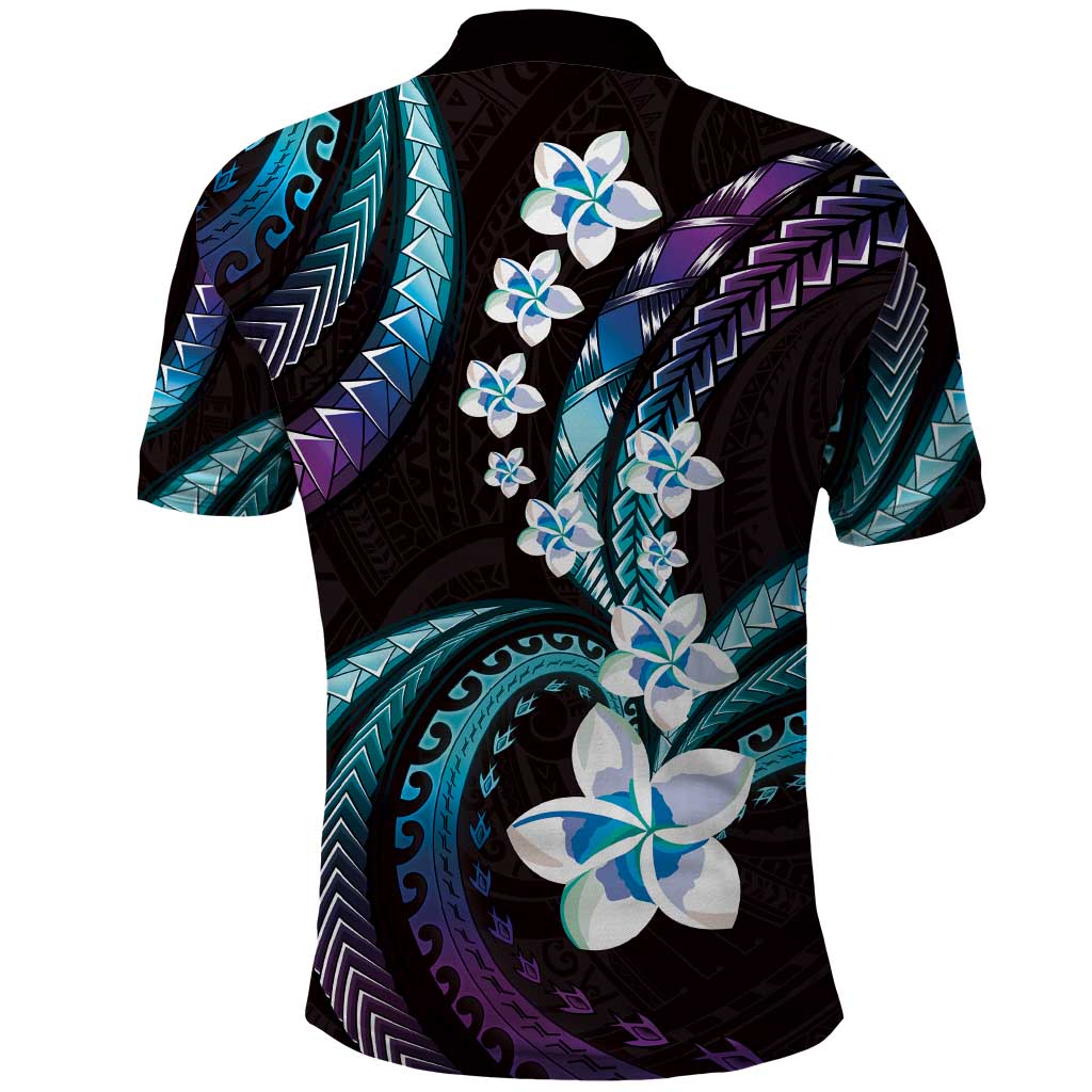 Hawaii Plumeria Polo Shirt Amethyst Gradient Polynesian Pattern LT01 - Polynesian Pride