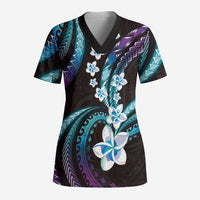 Hawaii Plumeria Scrub Top Amethyst Gradient Polynesian Pattern LT01 Adult Purple - Polynesian Pride