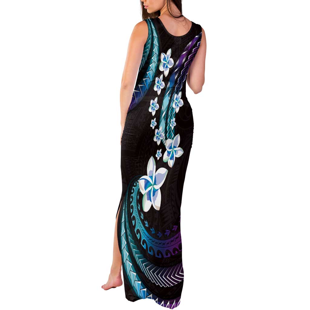 Hawaii Plumeria Tank Maxi Dress Amethyst Gradient Polynesian Pattern LT01 - Polynesian Pride