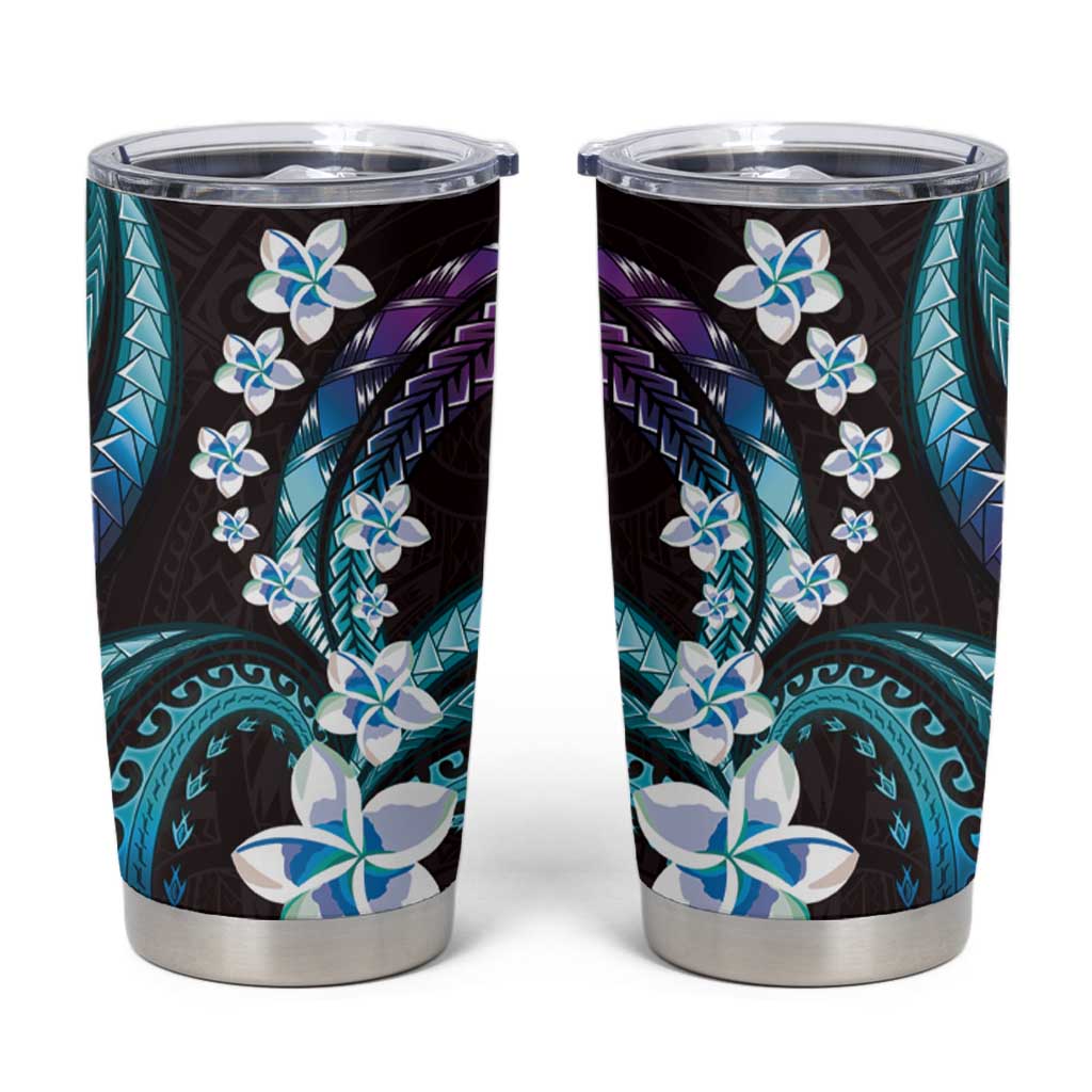 Hawaii Plumeria Tumbler Cup Amethyst Gradient Polynesian Pattern LT01 Purple - Polynesian Pride