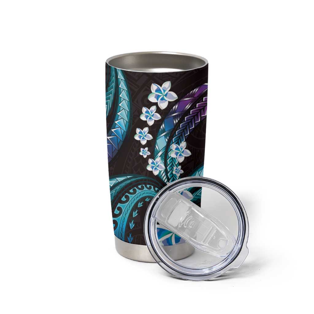 Hawaii Plumeria Tumbler Cup Amethyst Gradient Polynesian Pattern LT01 - Polynesian Pride