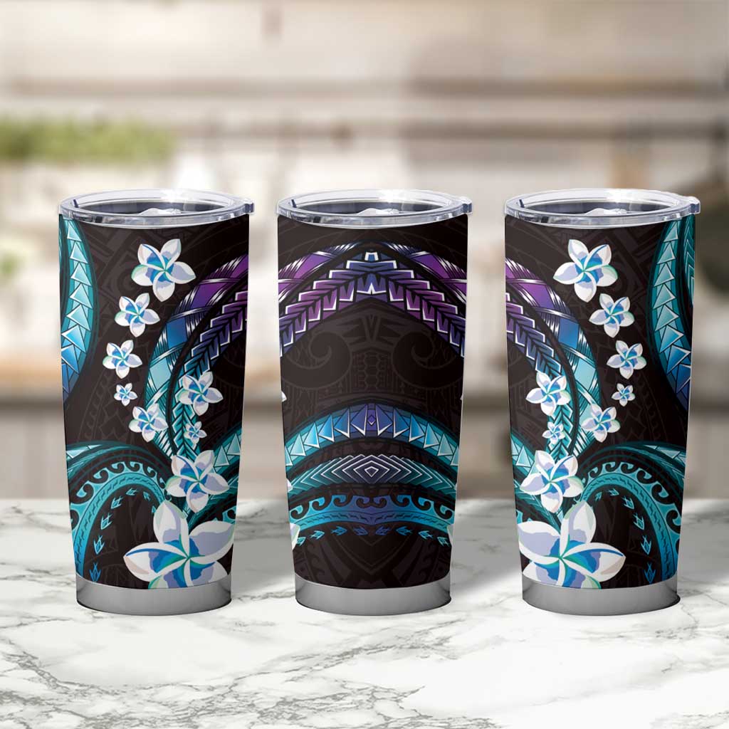 Hawaii Plumeria Tumbler Cup Amethyst Gradient Polynesian Pattern LT01 - Polynesian Pride