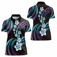 Hawaii Plumeria Women Polo Shirt Amethyst Gradient Polynesian Pattern LT01 - Polynesian Pride