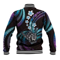 Hawaii Shaka Sign Baseball Jacket Fantastic Frangipani Amethyst Gradient LT01 - Polynesian Pride
