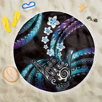 Hawaii Shaka Sign Beach Blanket Fantastic Frangipani Amethyst Gradient LT01 One Size 150cm Purple - Polynesian Pride