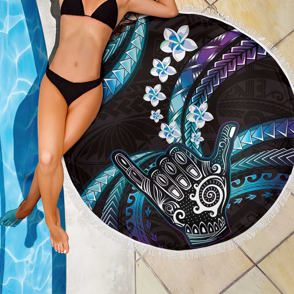 Hawaii Shaka Sign Beach Blanket Fantastic Frangipani Amethyst Gradient LT01 - Polynesian Pride