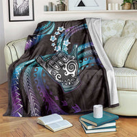 Hawaii Shaka Sign Blanket Fantastic Frangipani Amethyst Gradient LT01 Purple - Polynesian Pride
