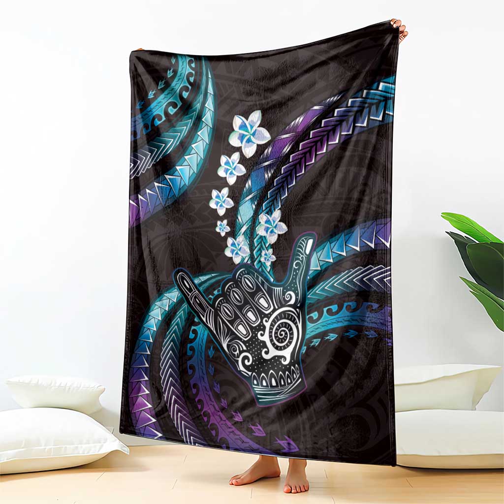 Hawaii Shaka Sign Blanket Fantastic Frangipani Amethyst Gradient LT01 - Polynesian Pride