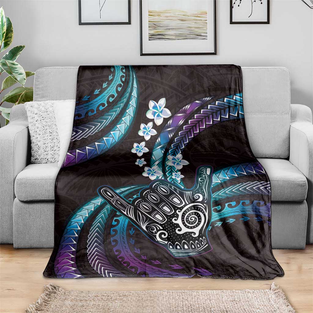 Hawaii Shaka Sign Blanket Fantastic Frangipani Amethyst Gradient LT01 - Polynesian Pride