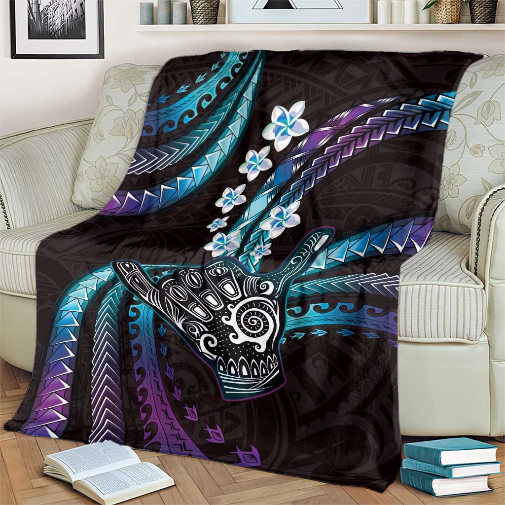 Hawaii Shaka Sign Blanket Fantastic Frangipani Amethyst Gradient LT01 - Polynesian Pride