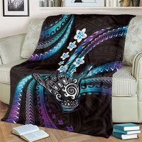 Hawaii Shaka Sign Blanket Fantastic Frangipani Amethyst Gradient LT01 - Polynesian Pride
