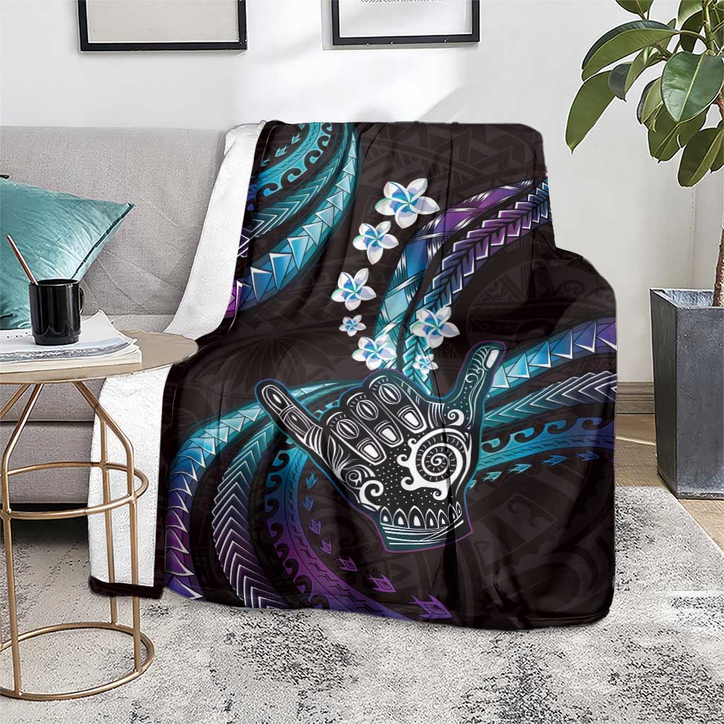 Hawaii Shaka Sign Blanket Fantastic Frangipani Amethyst Gradient LT01 - Polynesian Pride