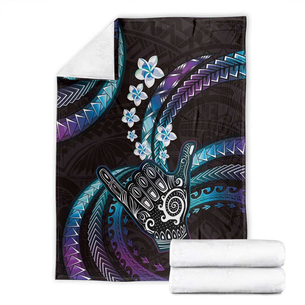 Hawaii Shaka Sign Blanket Fantastic Frangipani Amethyst Gradient LT01 - Polynesian Pride