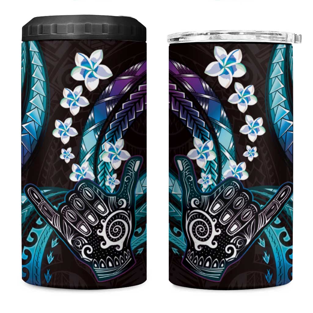 Hawaii Shaka Sign 4 in 1 Can Cooler Tumbler Fantastic Frangipani Amethyst Gradient LT01 One Size: 16 oz Purple - Polynesian Pride