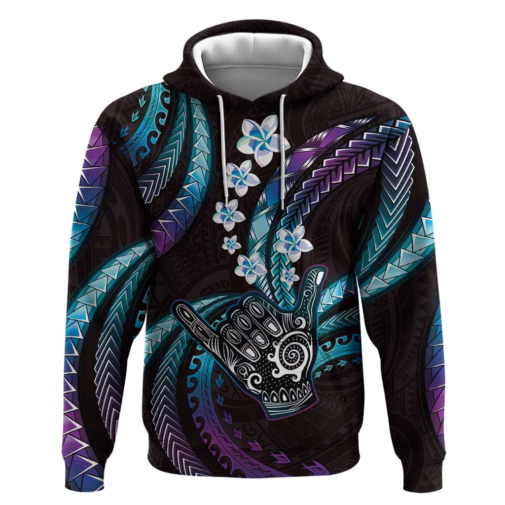Hawaii Shaka Sign Hoodie Fantastic Frangipani Amethyst Gradient LT01 Pullover Hoodie Purple - Polynesian Pride
