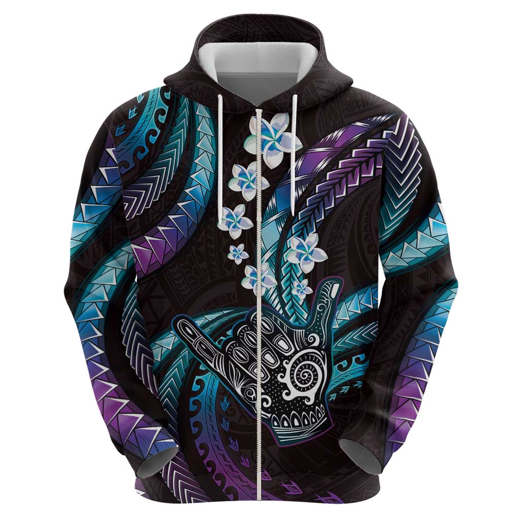 Hawaii Shaka Sign Hoodie Fantastic Frangipani Amethyst Gradient LT01 - Polynesian Pride