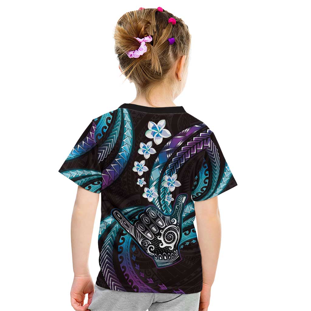 Hawaii Shaka Sign Kid T Shirt Fantastic Frangipani Amethyst Gradient LT01 - Polynesian Pride
