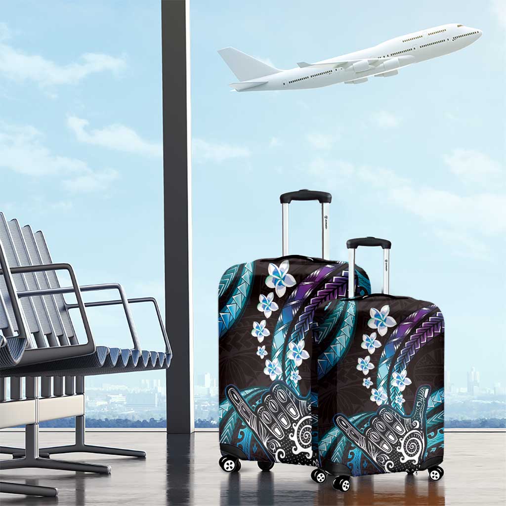 Hawaii Shaka Sign Luggage Cover Fantastic Frangipani Amethyst Gradient LT01 - Polynesian Pride