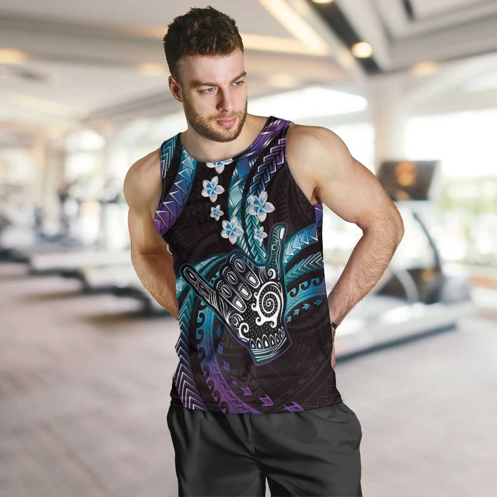 Hawaii Shaka Sign Men Tank Top Fantastic Frangipani Amethyst Gradient LT01 Purple - Polynesian Pride