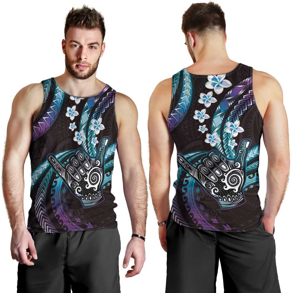 Hawaii Shaka Sign Men Tank Top Fantastic Frangipani Amethyst Gradient LT01 - Polynesian Pride