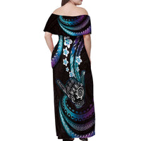 Hawaii Shaka Sign Off Shoulder Maxi Dress Fantastic Frangipani Amethyst Gradient LT01 - Polynesian Pride