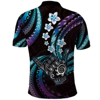 Hawaii Shaka Sign Polo Shirt Fantastic Frangipani Amethyst Gradient LT01 - Polynesian Pride