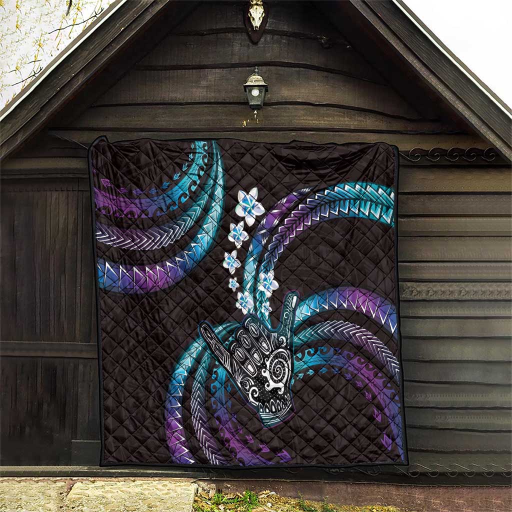 Hawaii Shaka Sign Quilt Fantastic Frangipani Amethyst Gradient LT01 - Polynesian Pride